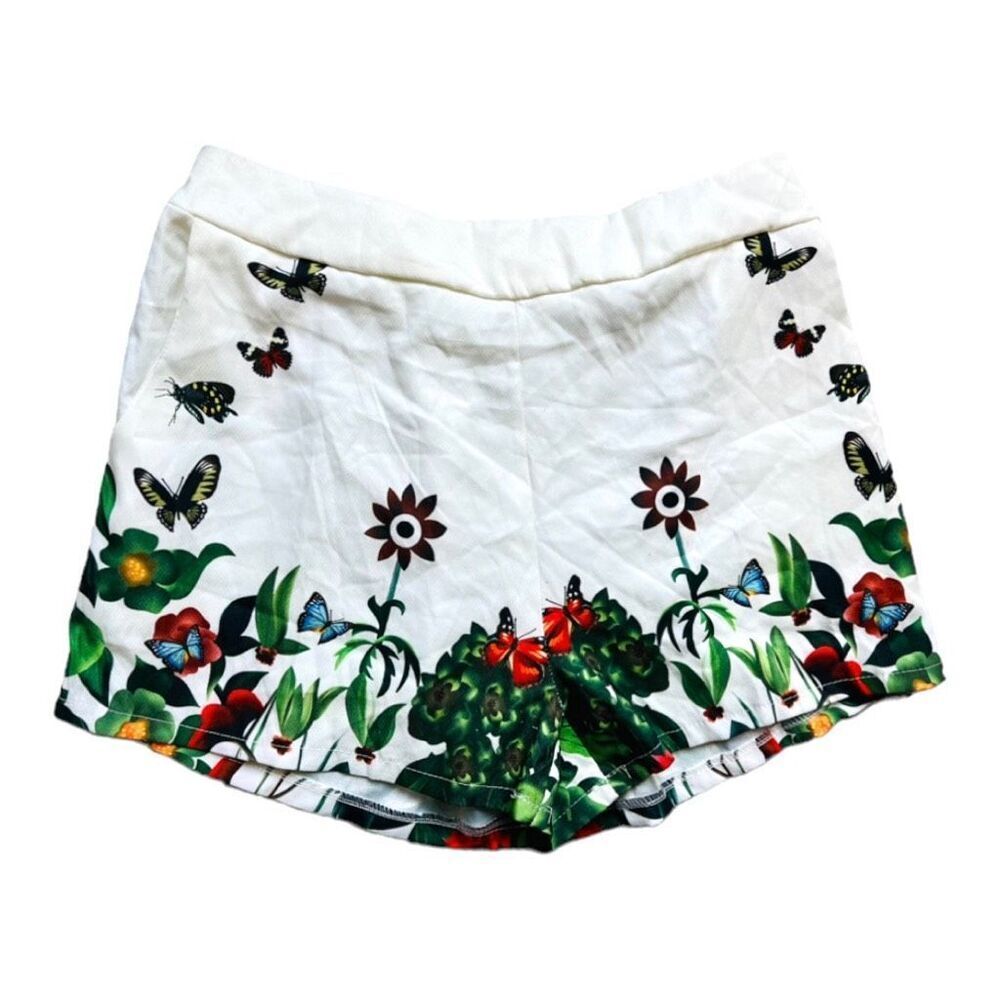New Womens Shein High Waisted Butterfly Secret Garden Shorts - Sz M